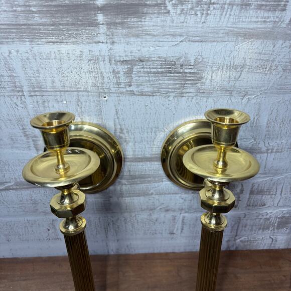 Vintage Brass Wall Sconce Candle Holders Made in India - Picture 7 of 8